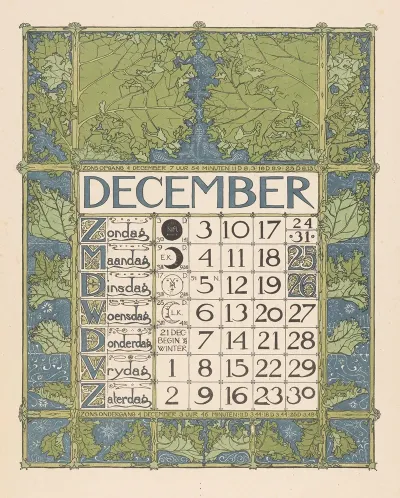 Kalenderblad Voor December 1899