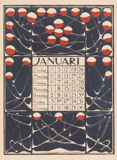 Kalenderblad Voor Januari 1896
