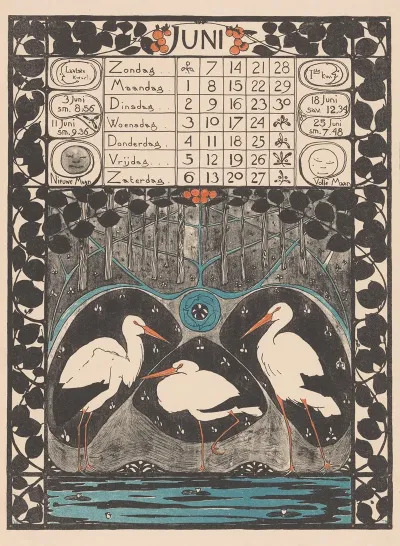 Kalenderblad Voor Juni 1896