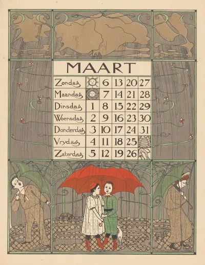Kalenderblad Voor Maart 1898