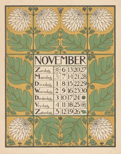 Kalenderblad Voor November 1898