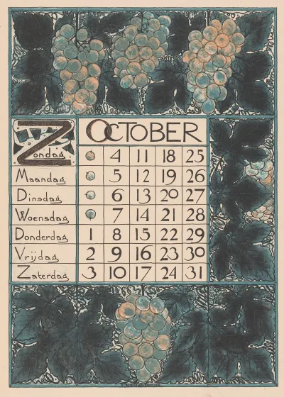 Kalenderblad Voor Oktober 1896 2