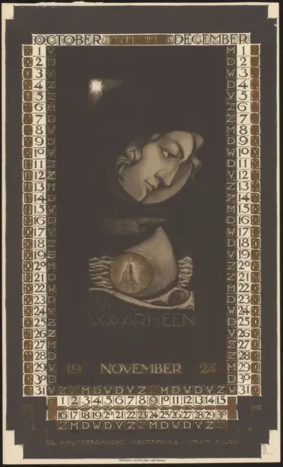 Kalenderblad Voor Oktober Tot En Met December 1924