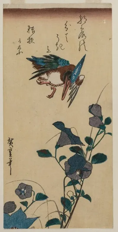 Kingfisher And Chinese Bellflowers