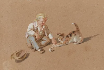 Knabe Und Katze