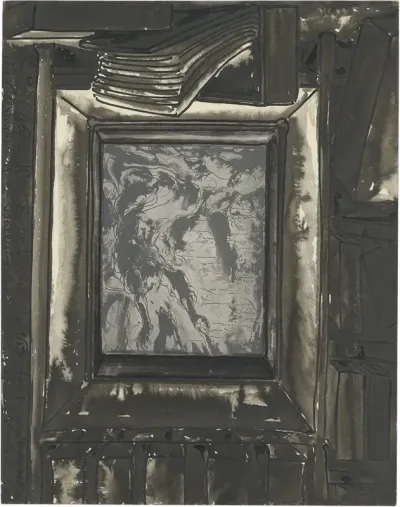 Knielende Figuren Met Armen In De Lucht
