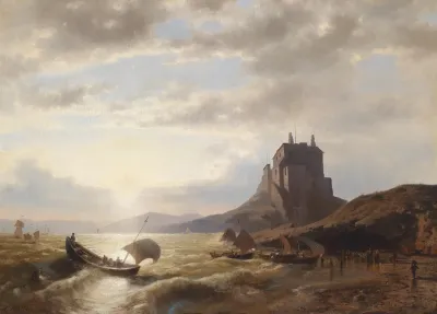 Kustenlandschaft Mit Fischern