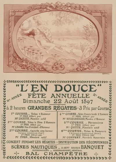 L En Douce Fete Annuelle 11e Annee Dimanche 22 Aout 1897 Grandes Regates Concert Pendant Les Regates