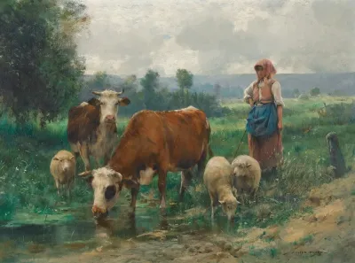 La Bergere Avec Son Troupeau