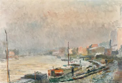 La Seine Au Bas Meudon En Hiver Effet De Neige Et De Gelee