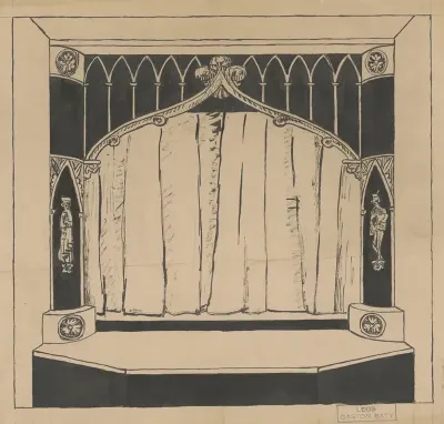 La Tragique Et Plaisante Histoire Du Docteur Faust Maquette De Decor Projet De Cadre De Scene Gothique