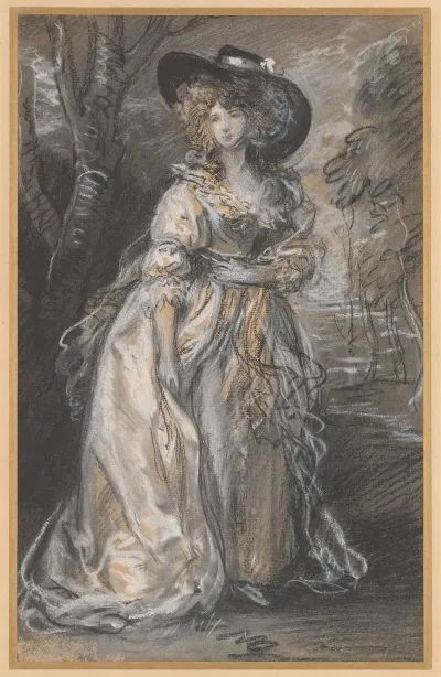 Lady Walking In A Garden