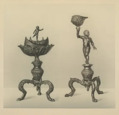 Lamp In The Form Of A Boy Holding A Cornucopia Lamp With Double Burner Workshop Of Riccio