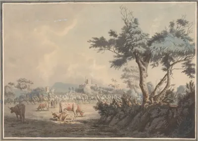 Landscape Castle And Cattle