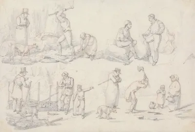 Landscape Scenery No 10 Scenes With Wood Cutters