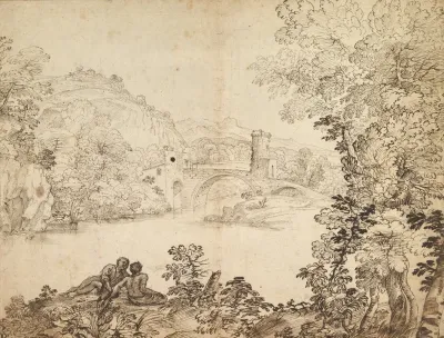 Landscape With A Bridge And Two Figures