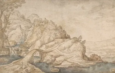 Landscape With A Road Leading Towards A Settlement On A Hill