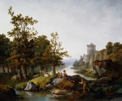 Landscape With A Shepherdess And A Boy Fishing