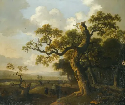 Landscape With A Wagon Near An Oak Tree