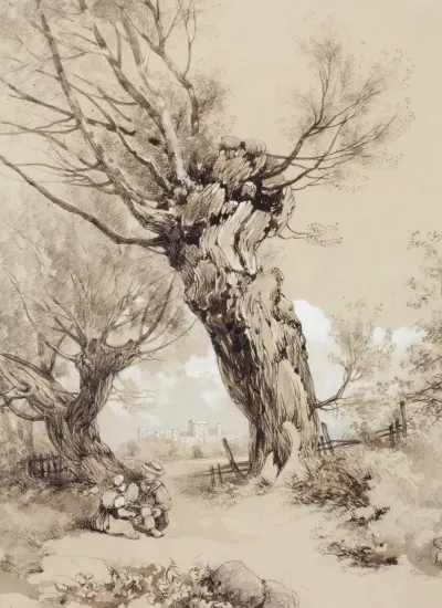Landscape With Figures Under Pollarded Trees