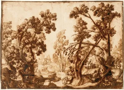 Landscape With Seated Figures In Foreground