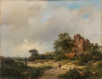 Landscape With The Ruins Of Brederode Castle In Santpoort