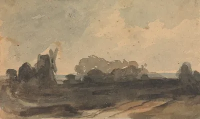 Landscape With Trees And Windmill
