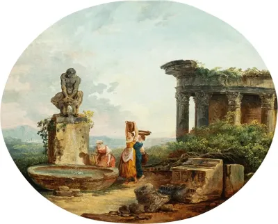 Landscape With Washerwomen At A Fountain