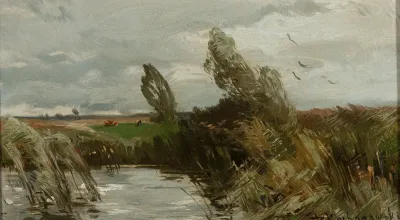 Landscape With Water And Bulrush