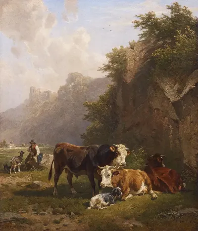 Landschaft Mit Hirte Und Viehherde