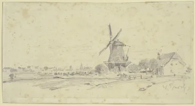 Landschaft Mit Wiedensahler Hollandermuhle Und Haus Des Mullers