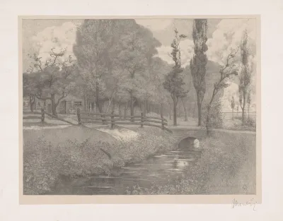 Landschap Met Boerderij Bij Een Sloot