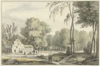 Landschap Met Een Reiswagen Voor Een Boerderij