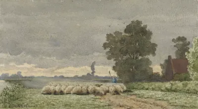 Landschap Met Kudde Schapen