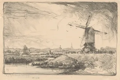 Landschap Met Molen Bij Leiden