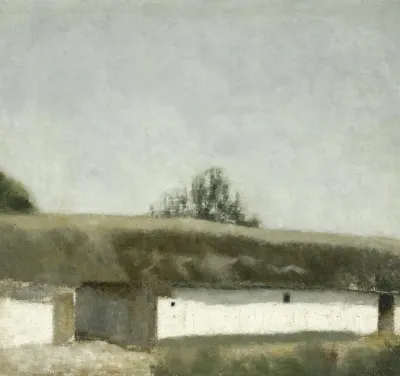 Landskab Med Bondegard Landscape With Farm