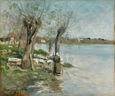 Lavandieres Au Bord Dune Riviere Pres De Nantes 2