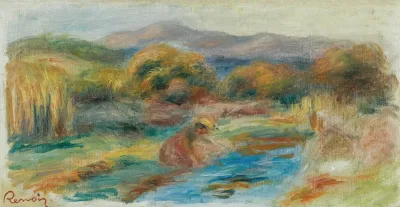 Laveuse Dans Un Paysage
