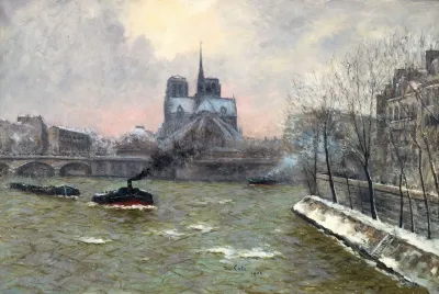 Le Chevet De Notre Dame Vu Du Pont De La Tournelle Effet De Neige