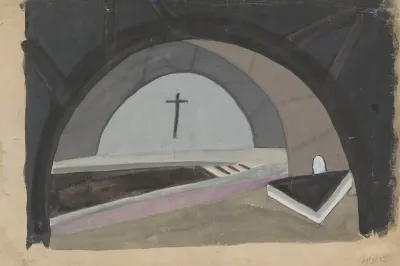 Le Juif Du Pape Maquette De Decor Salle Souterraine Avec Crucifix