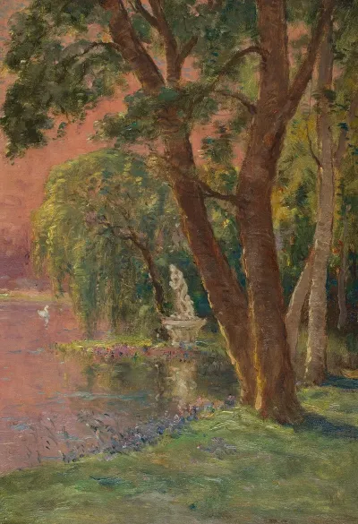 Le Lac Damour Le Lever Du Soleil La Statue De Venus Et Cupidon