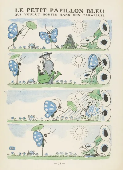 Le Petit Papillon Bleu Qui Voulut Sortir Sans Son Parapluie