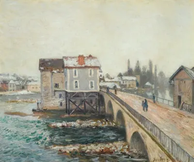 Le Pont De Moret Et Les Moulins Effet Dhiver