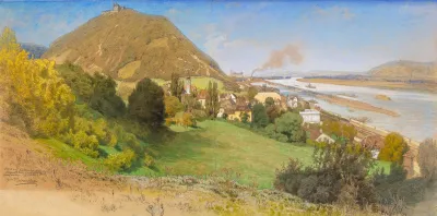 Leopoldsberg Und Kahlenbergerdorf Mit Blick Auf Klosterneuburg Die Donau Kreuzstein Und Den Bisamberg