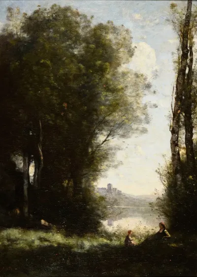 Les Deux Soeurs Sous Les Arbres Au Bord Du Lac