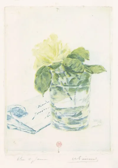 Letter Next To A Vase With A Rose