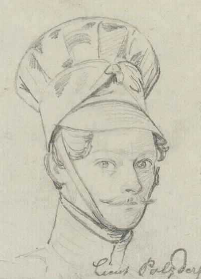 Leutnant Polzderf Brustbild Mit Tschako Nach Rechts