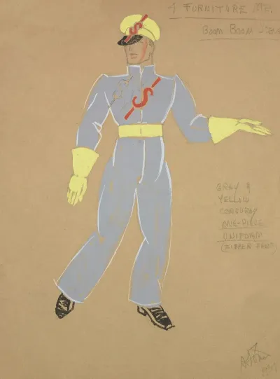 Life And Death Of An American 4 Furniture Men Blue Jumpsuit With S On Chest