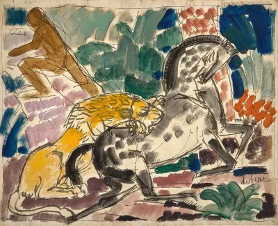 Lion Attaquant Un Cheval