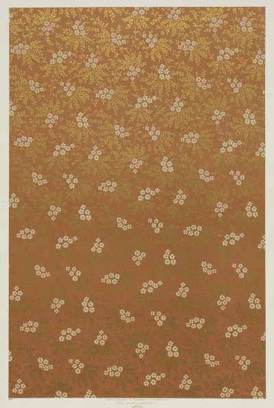 Lithografiertes Papier Mit Golddruck Florales Flachenmuster